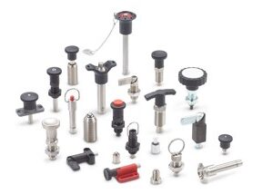 Indexing, locking, blocking with pins and ball-shaped elements